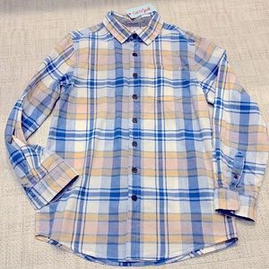 NWT Boys Plaid Button Down Dress Shirt Size Large 12/14 Easter